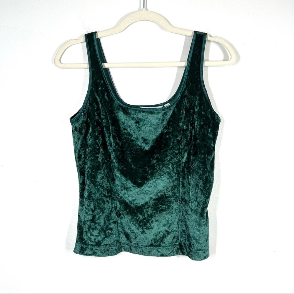 VINTAGE Victoria’s Secret Y2K Crushed Velvet Babydoll Tank Top Emerald Green M